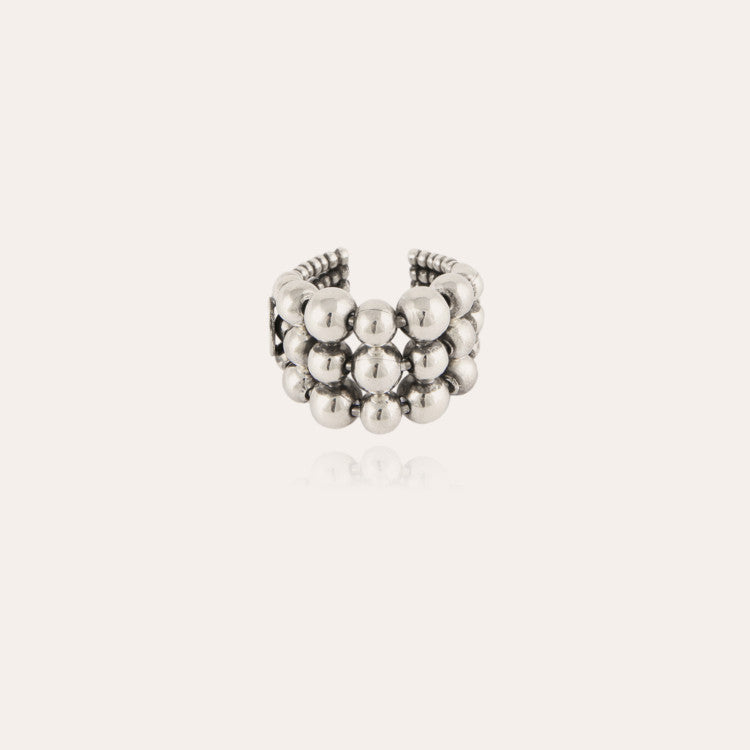 Venta al por mayor aleación bola brillante oro plata anillo abierto